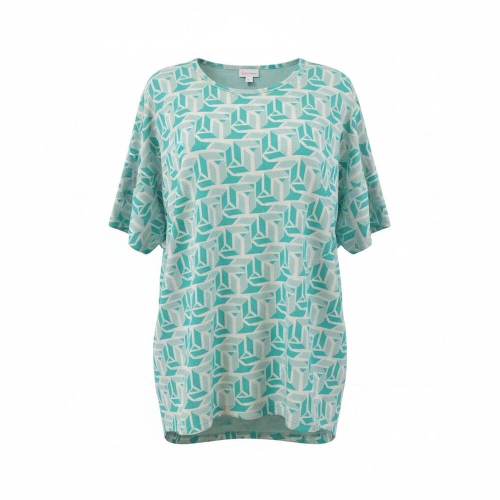 LuLaRoe Irma Top Shirt Green Geometric Print Size 2XL NWT